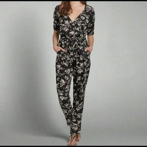 Black and White Floral Jumpsuit